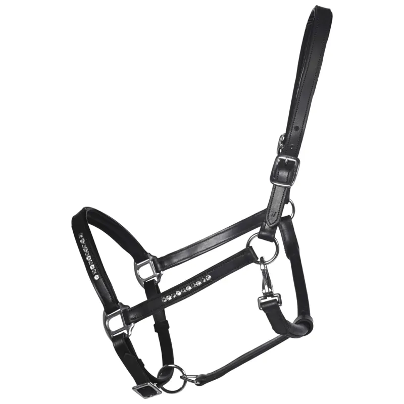 HKM Sparkle Leather Headcollar Black