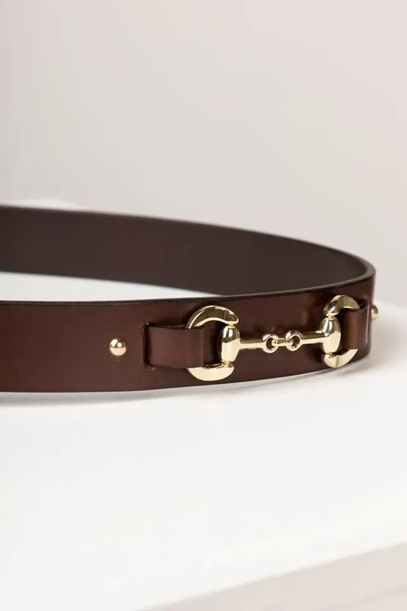 Rydale Ladies Lucinda Leather Snaffle Belt Waxy Brown-1